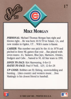 Mike Morgan  baseball card collectible - Main Image 2