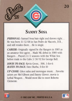 Sammy Sosa  baseball card collectible - Main Image 2
