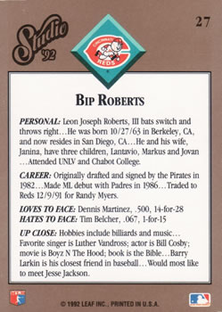 Bip Roberts  baseball card collectible - Main Image 2