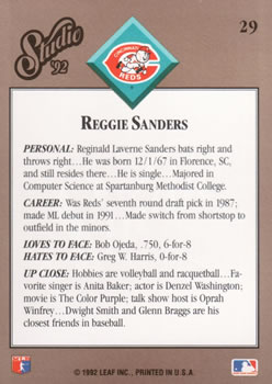 Reggie Sanders  baseball card collectible - Main Image 2