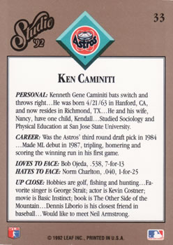 Ken Caminiti  baseball card collectible - Main Image 2
