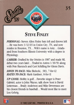 Steve Finley  baseball card collectible - Main Image 2