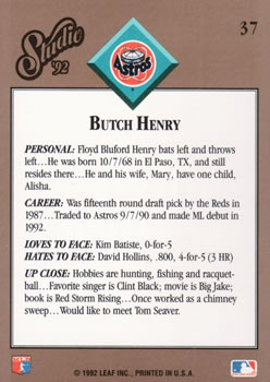 Butch Henry  baseball card collectible - Main Image 2