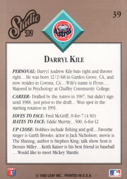 Darryl Kile  baseball card collectible - Main Image 2