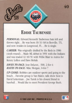 Eddie Taubensee  baseball card collectible - Main Image 2