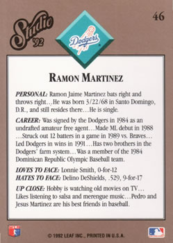 Ramon Martinez  baseball card collectible - Main Image 2