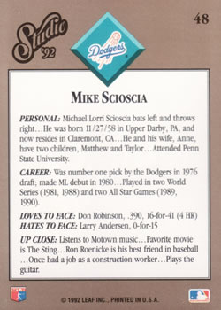 Mike Scioscia  baseball card collectible - Main Image 2