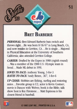 Bret Barberie  baseball card collectible - Main Image 2