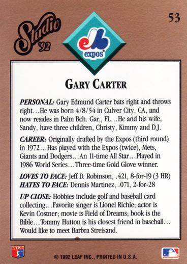 Gary Carter  baseball card collectible - Main Image 2