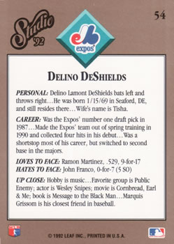 Delino DeShields  baseball card collectible - Main Image 2