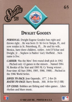 Dwight Gooden  baseball card collectible - Main Image 2