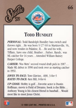 Todd Hundley  baseball card collectible - Main Image 2