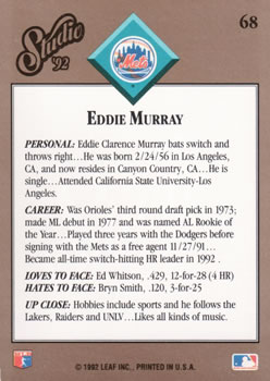 Eddie Murray  baseball card collectible - Main Image 2