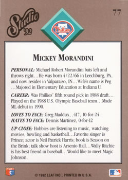 Mickey Morandini  baseball card collectible - Main Image 2