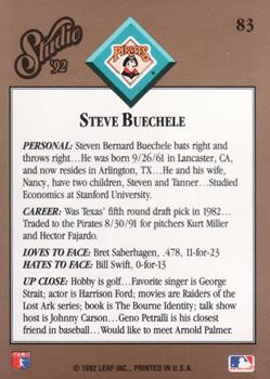 Steve Buechele  baseball card collectible - Main Image 2