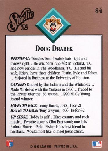 Doug Drabek  baseball card collectible - Main Image 2