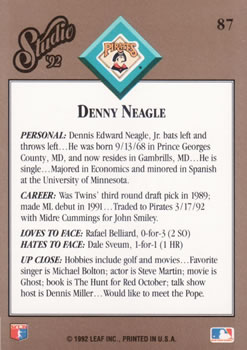 Denny Neagle  baseball card collectible - Main Image 2