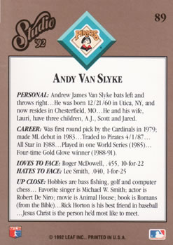 Andy Van Slyke  baseball card collectible - Main Image 2