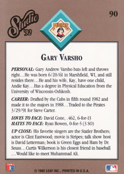 Gary Varsho  baseball card collectible - Main Image 2