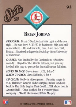 Brian Jordan  baseball card collectible - Main Image 2