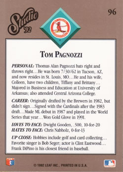 Tom Pagnozzi  baseball card collectible - Main Image 2