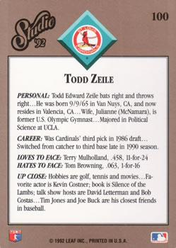 Todd Zeile  baseball card collectible - Main Image 2