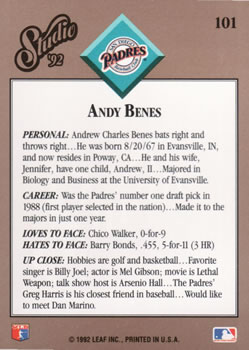 Andy Benes  baseball card collectible - Main Image 2