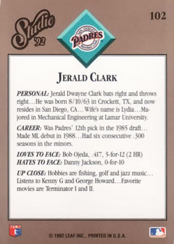 Jerald Clark  baseball card collectible - Main Image 2