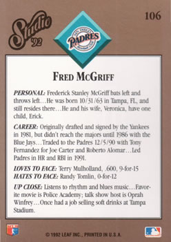 Fred McGriff  baseball card collectible - Main Image 2