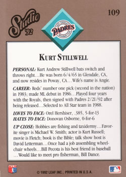 Kurt Stillwell  baseball card collectible - Main Image 2