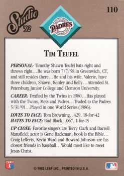 Tim Teufel  baseball card collectible - Main Image 2