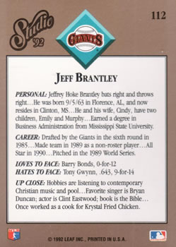 Jeff Brantley  baseball card collectible - Main Image 2