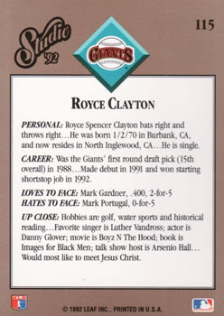 Royce Clayton  baseball card collectible - Main Image 2