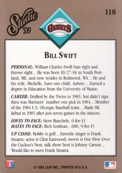 Bill Swift  baseball card collectible - Main Image 2