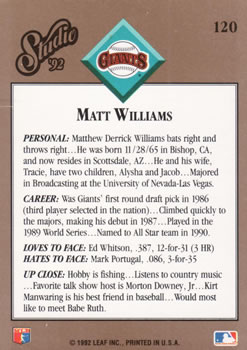 Matt Williams  baseball card collectible - Main Image 2