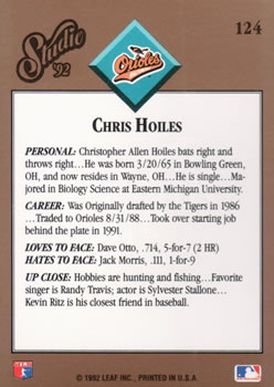 Chris Hoiles  baseball card collectible - Main Image 2