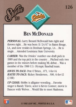 Ben McDonald  baseball card collectible - Main Image 2