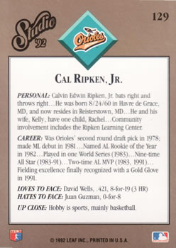 Cal Ripken, Jr.  baseball card collectible - Main Image 2