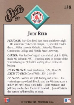 Jody Reed  baseball card collectible - Main Image 2