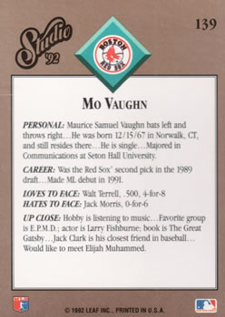 Mo Vaughn  baseball card collectible - Main Image 2