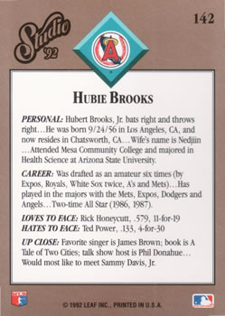 Hubie Brooks  baseball card collectible - Main Image 2