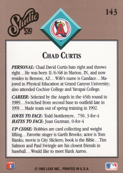 Chad Curtis  baseball card collectible - Main Image 2