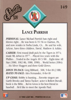 Lance Parrish  baseball card collectible - Main Image 2