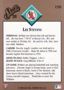 Lee Stevens  baseball card collectible - Main Image 2