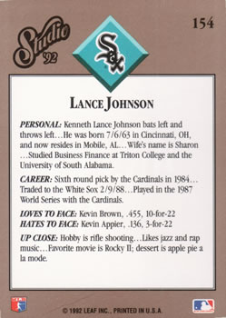 Lance Johnson  baseball card collectible - Main Image 2