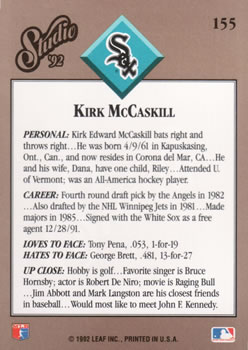 Kirk McCaskill  baseball card collectible - Main Image 2