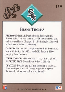 Frank Thomas  baseball card collectible - Main Image 2