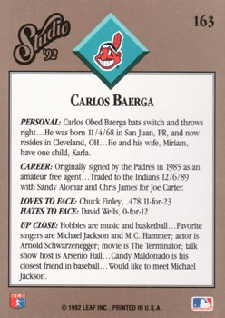 Carlos Baerga  baseball card collectible - Main Image 2