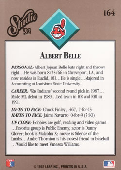 Albert Belle  baseball card collectible - Main Image 2