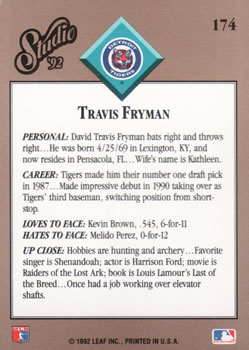 Travis Fryman  baseball card collectible - Main Image 2
